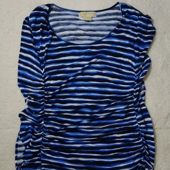 MICHAEL Michael Kors Tops - Michael Kors Blue Top w/ Side Ruffles Size Small